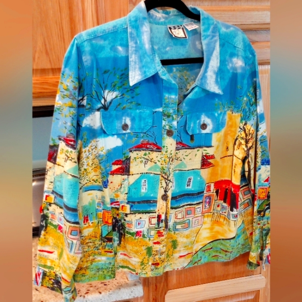 Vintage Artistic Button-Up Jean Jacket